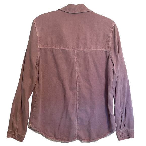 Bella Dahl Tencel Lyocell Button Shirt Womens Medium Pink Mineral Frayed Top - Picture 4 of 8